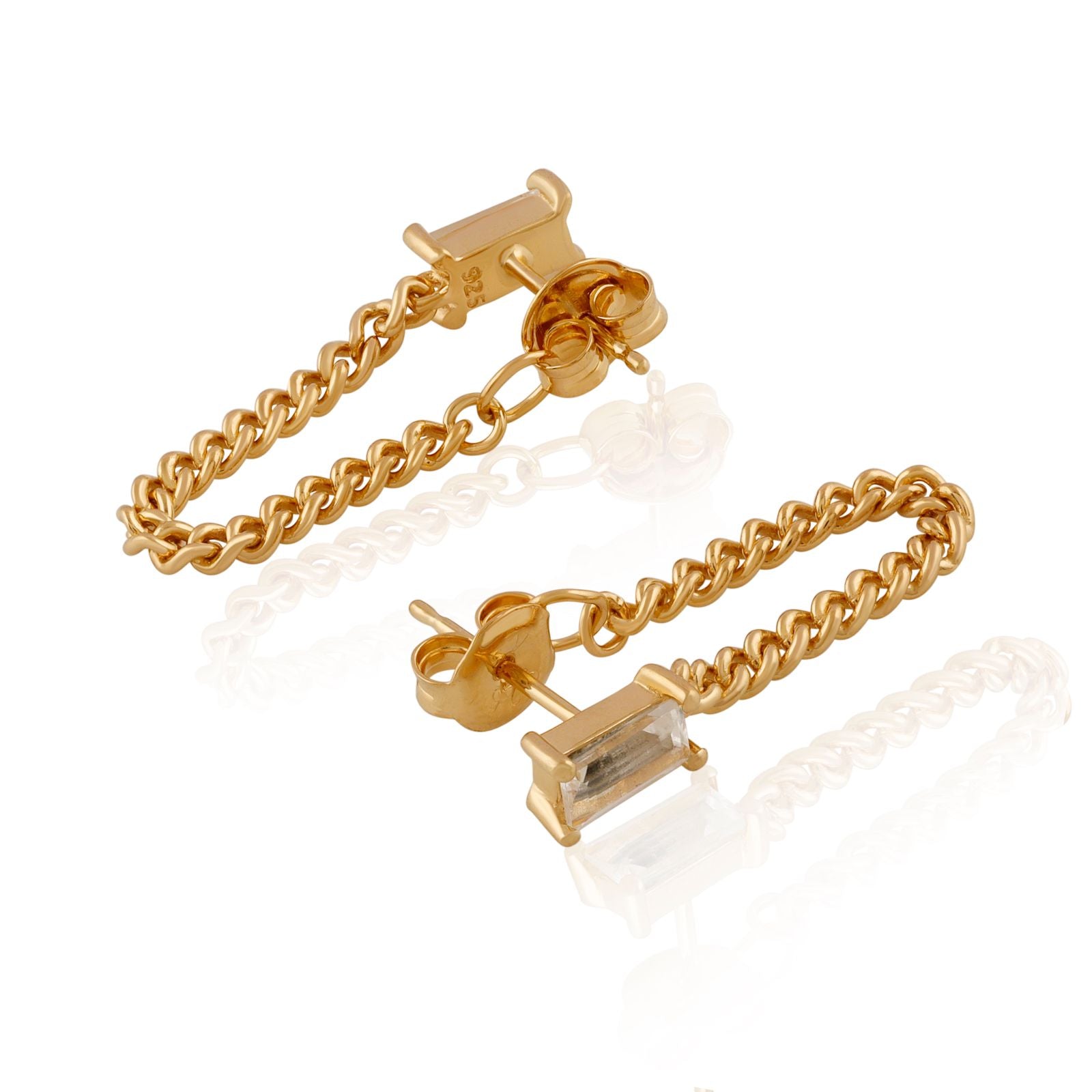 White Topaz Chain Earring - GOLD