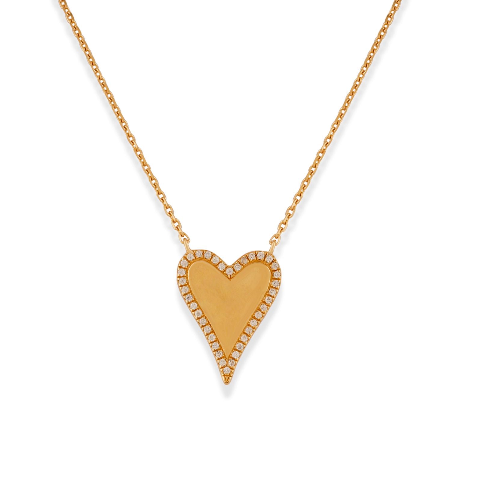 Elongated Cubic Zirconia Paris Love Heart Necklace - Gold