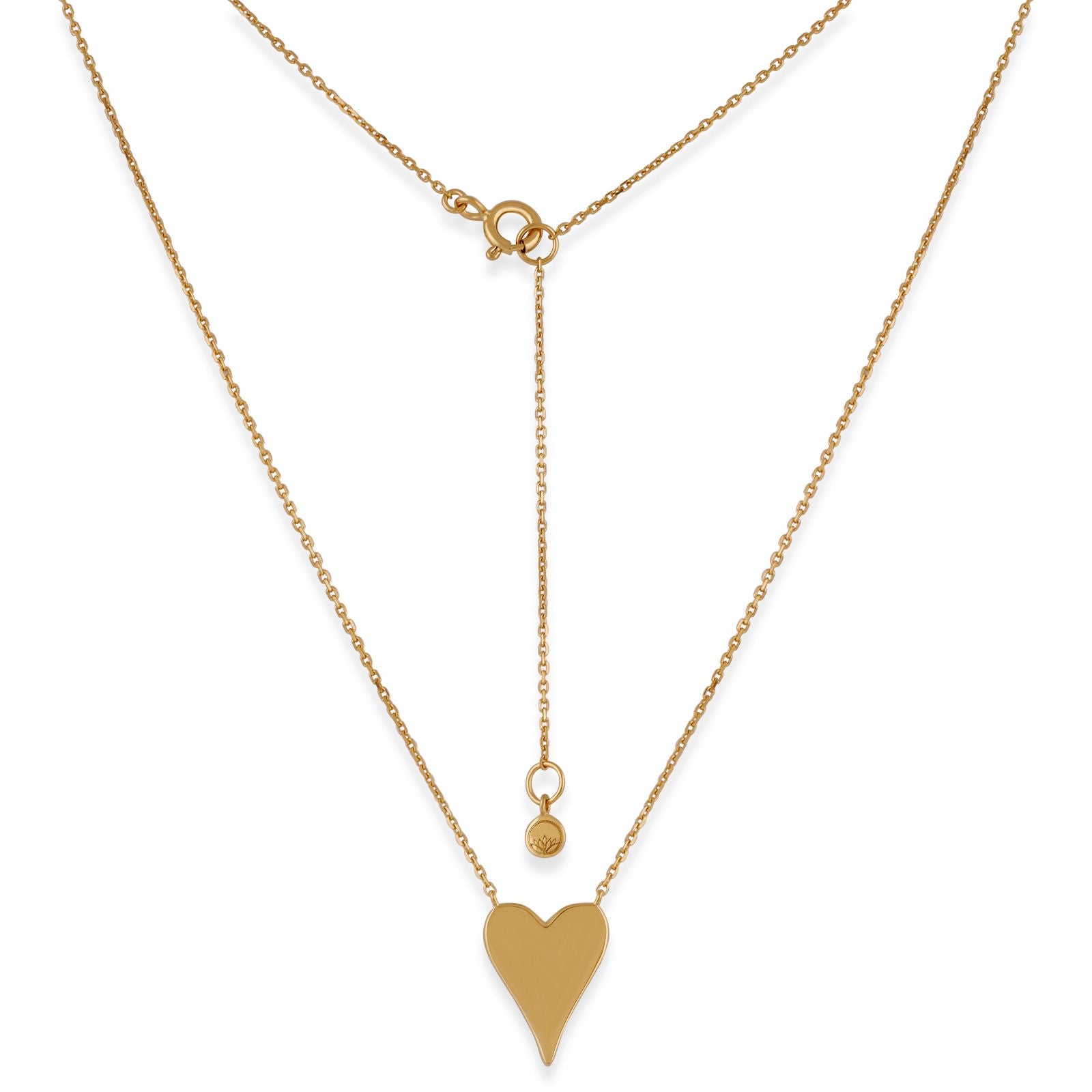 Elongated Plain Paris Love Heart Necklace - Gold