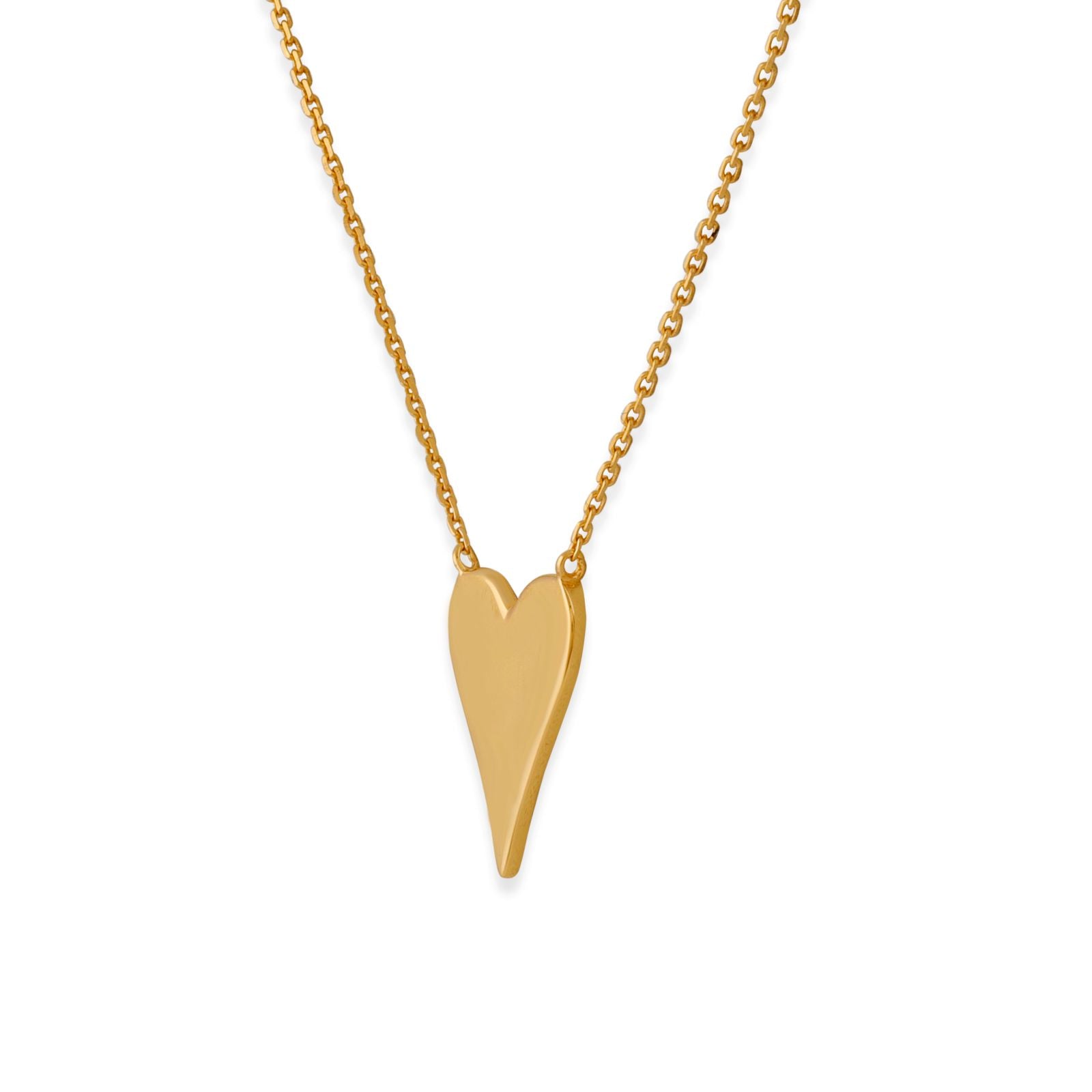 Elongated Plain Paris Love Heart Necklace - Gold