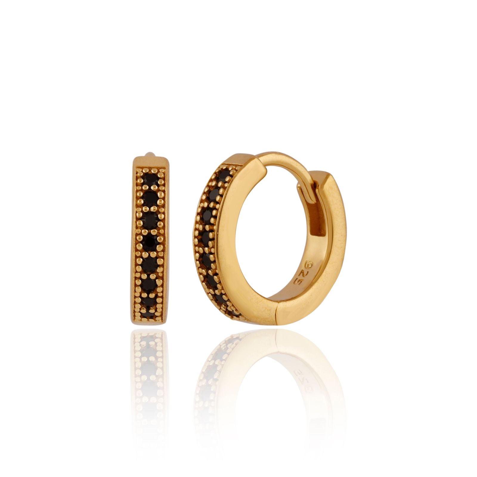 Palm Beach Black Spinel Huggie Earrings - Gold