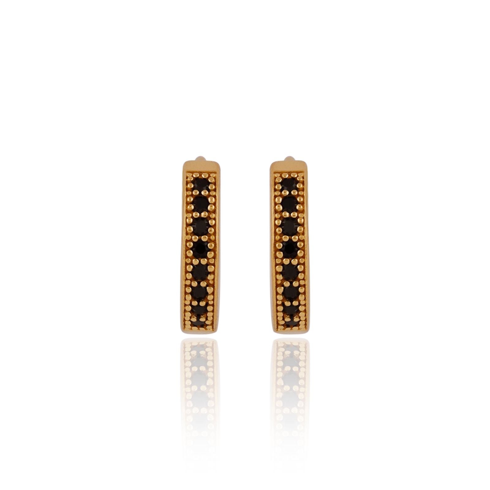 Palm Beach Black Spinel Huggie Earrings - Gold