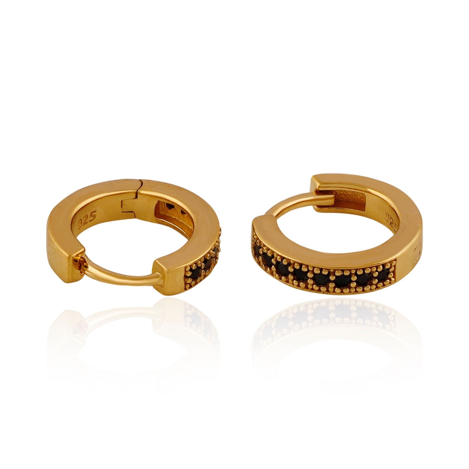 Palm Beach Black Spinel Huggie Earrings - Gold