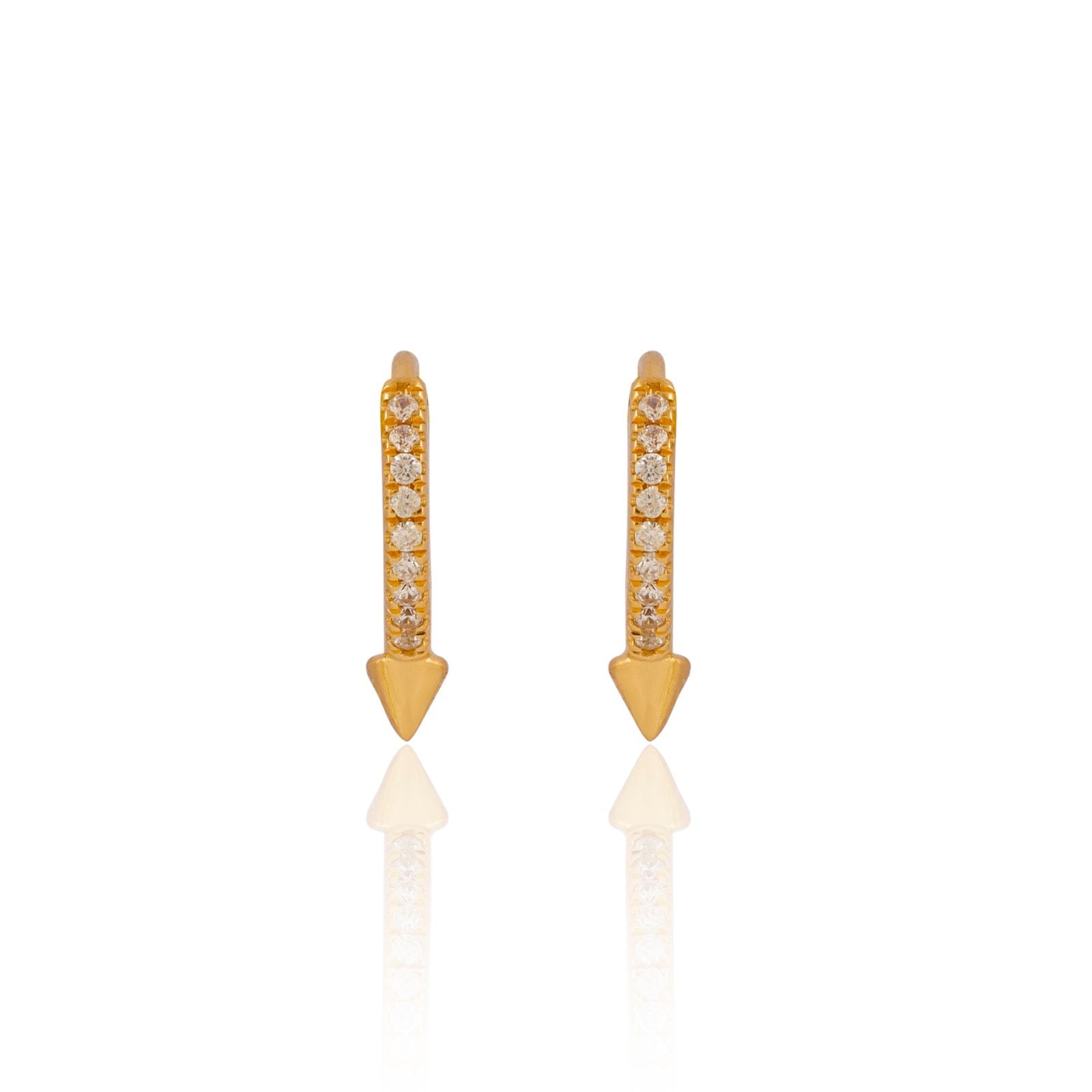 Brooklyn Edge Spike Huggie Cubic Zirconia Earrings - Gold