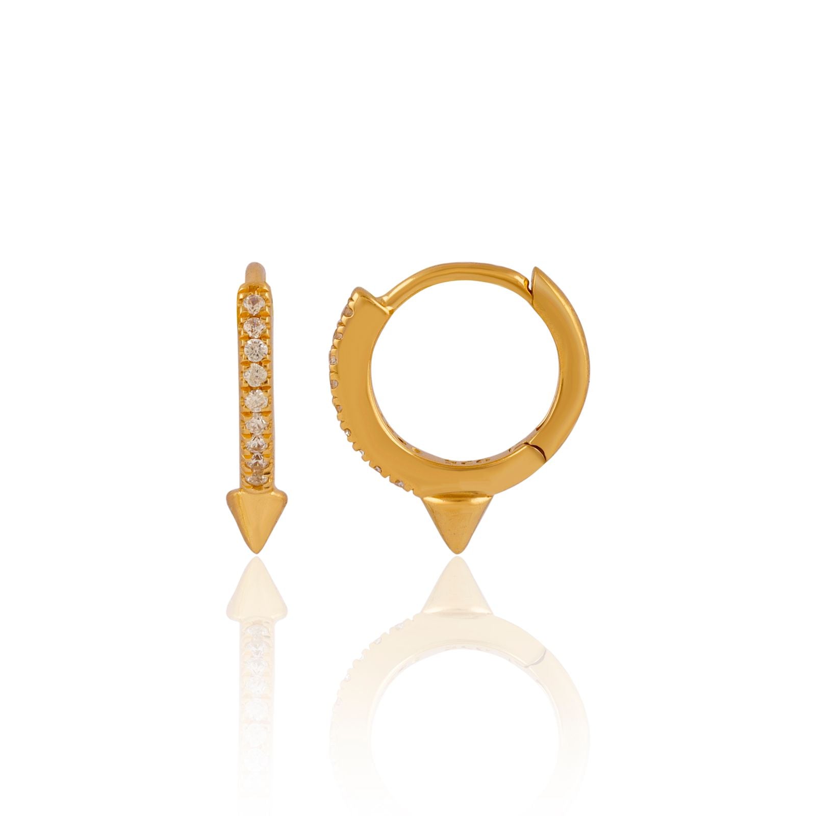 Brooklyn Edge Spike Huggie Cubic Zirconia Earrings - Gold