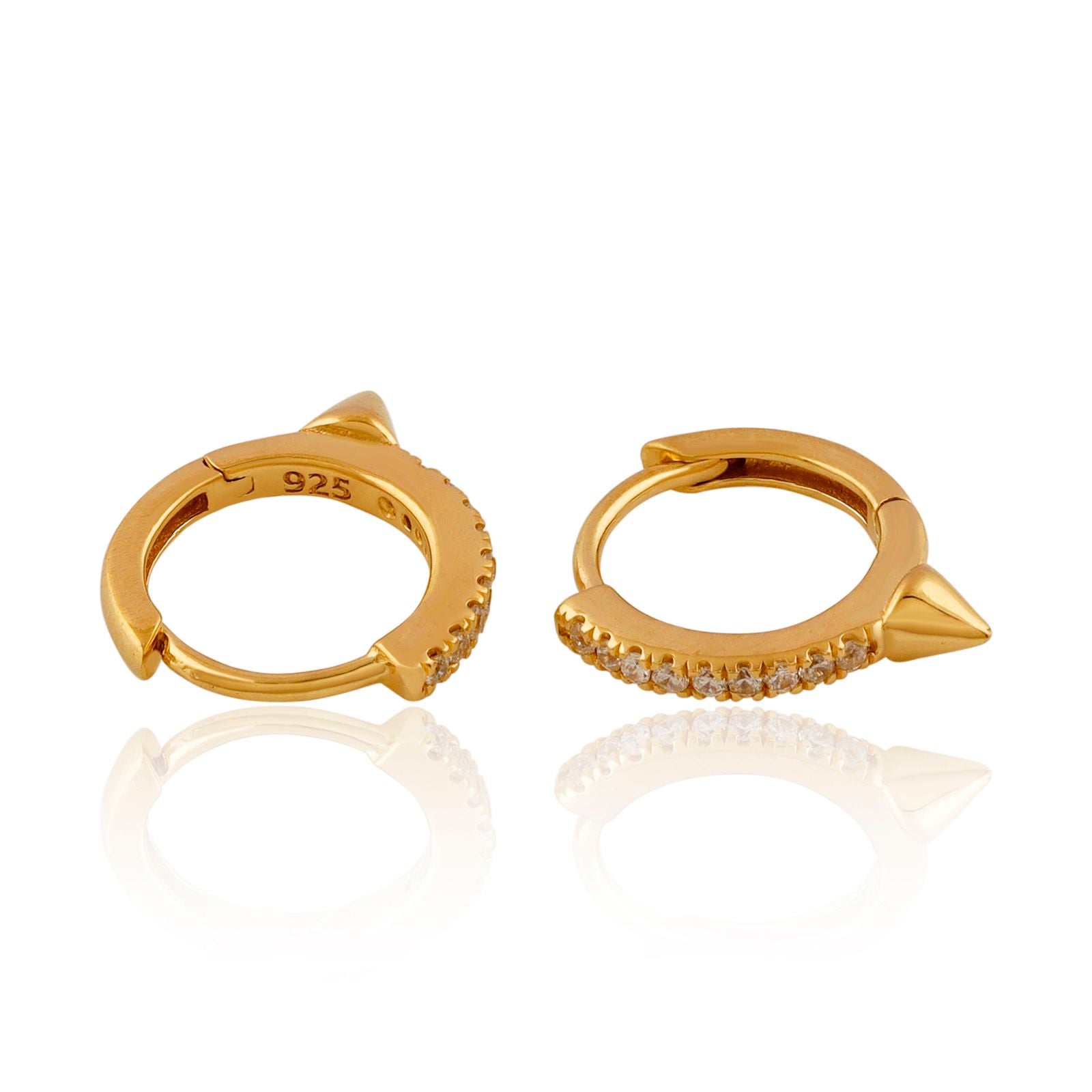 Brooklyn Edge Spike Huggie Cubic Zirconia Earrings - Gold