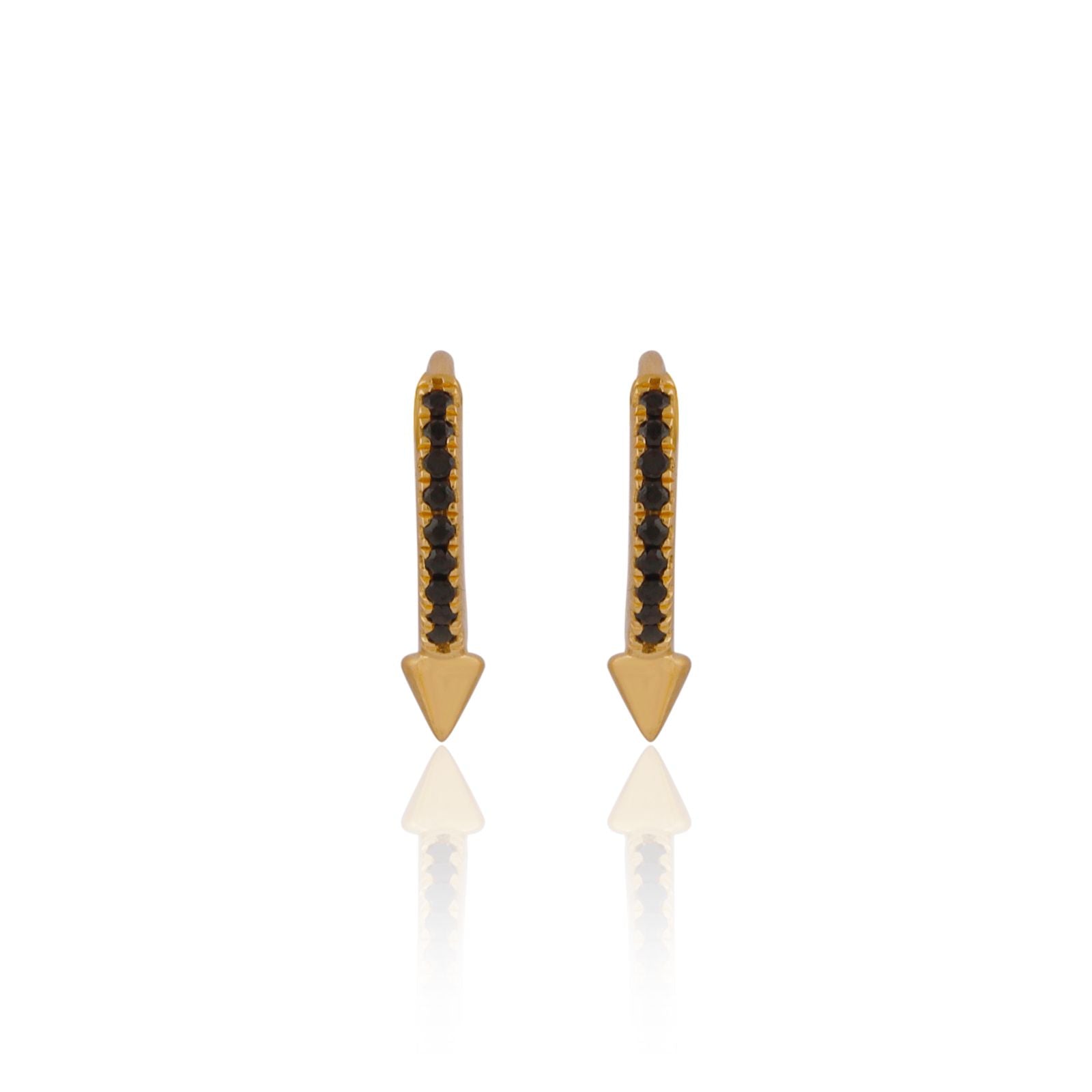 Brooklyn Edge Black Spinel Spike Huggie Earrings - Gold